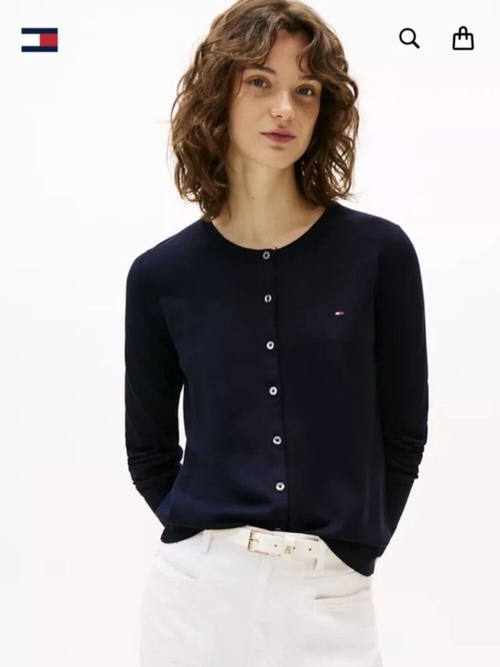 Tommy Hilfiger Navy Cable Knit Button Cardigan Size M